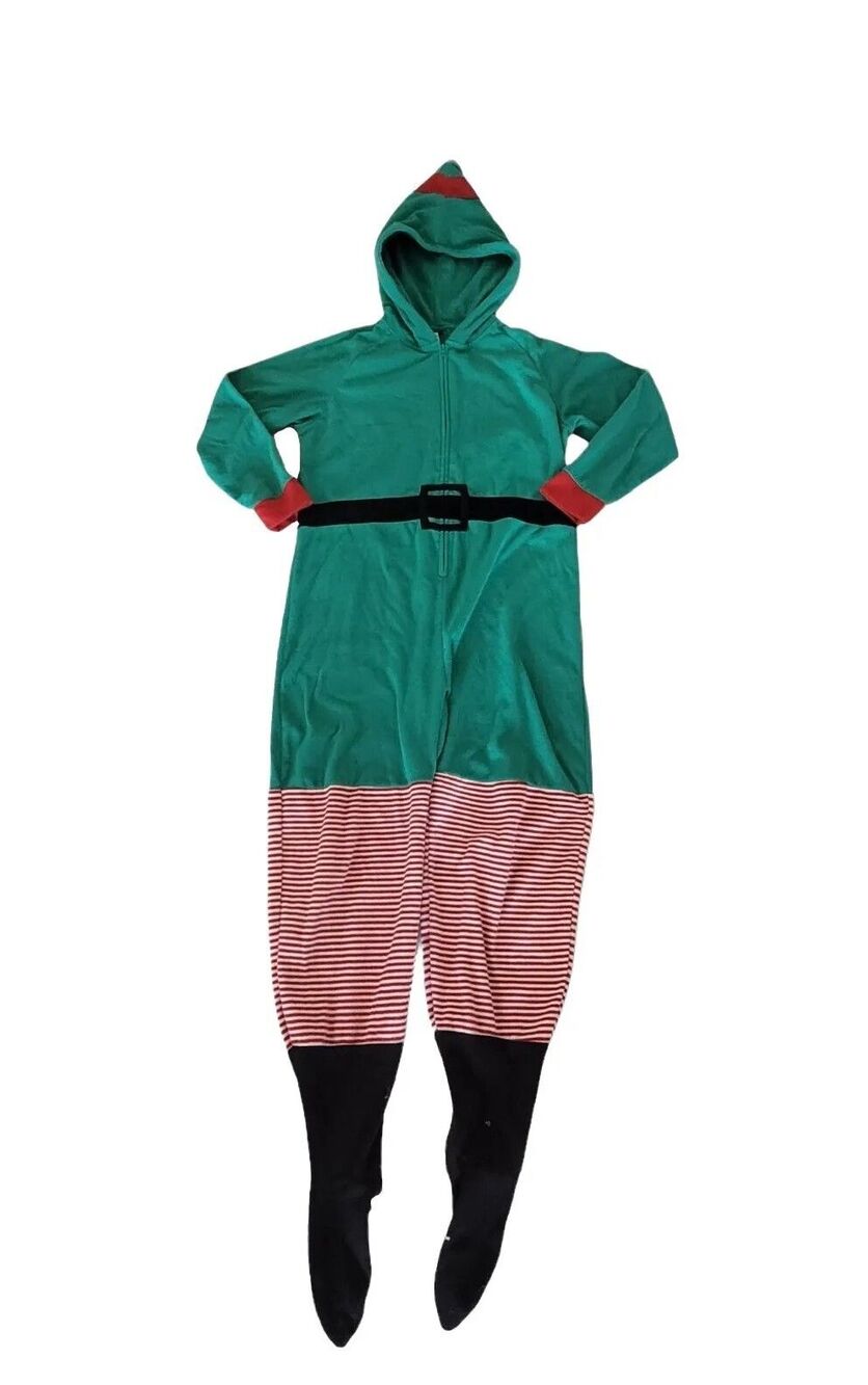 Joe Boxer Elf Footed One-Piece Pajamas with Hood Green Women’s Size XL